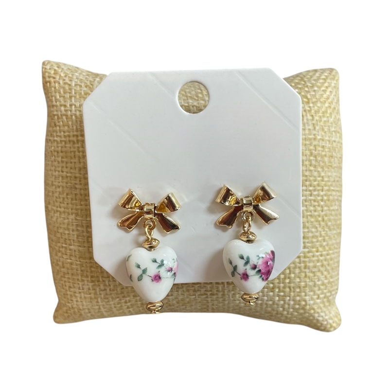 28981 BOW & HEART STUD EARRINGS