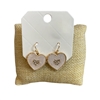 29018 WHITE RHINESTONE CENTER HEART DANGLE EARRINGS