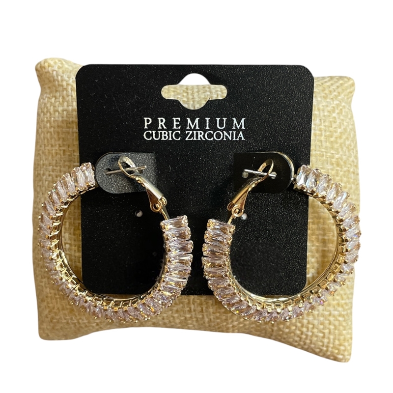 29035-25 RHINESTONE HOOP EARRINGS