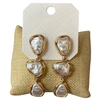 29040 GOLD HAMMERED DRUZY PEARL DANGLE EARRINGS