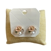 29042 PINK FLOWER & RHINESTONE PEARL STUD EARRINGS