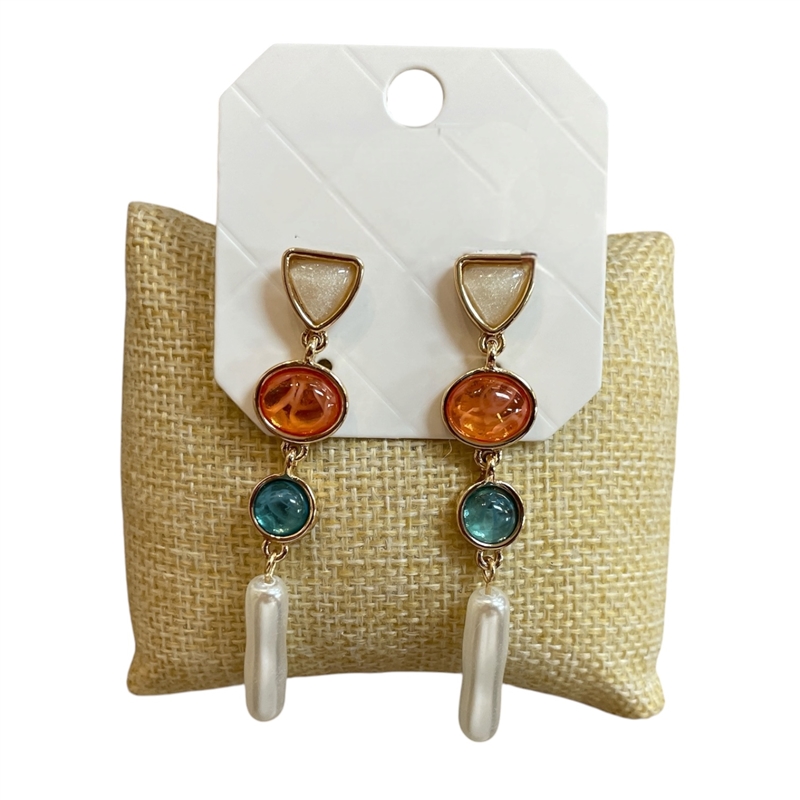 29045 STONE & LONG PEARL DROP EARRINGS