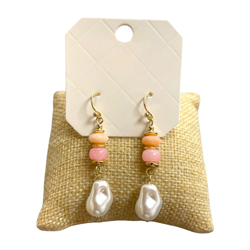 29075 PEARL ACRYLIC DANGLE EARRINGS