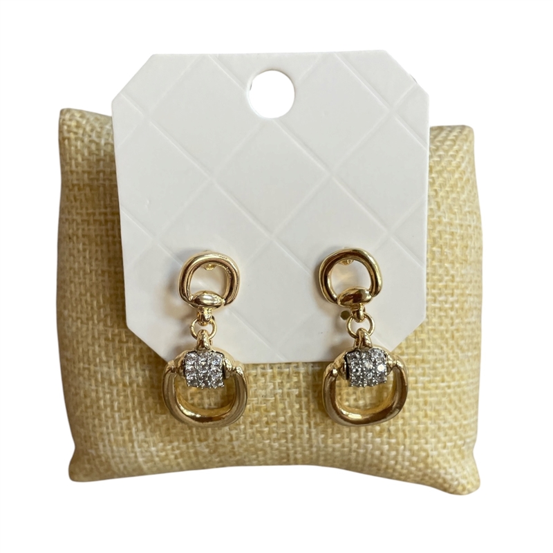 29079 GOLD U LINK RHINESTONE SMALL  STUD EARRINGS