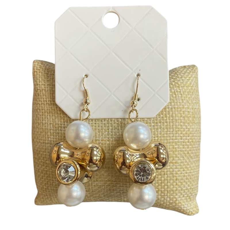 29086 PEARLS WITH RHINESTONE DANGLE EARRINGS