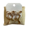 29098 GOLD WAVED LONG BOW STUD EARRINGS