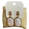 29105 HOLOGROPHIC SQUARE PEARL POST EARRINGS