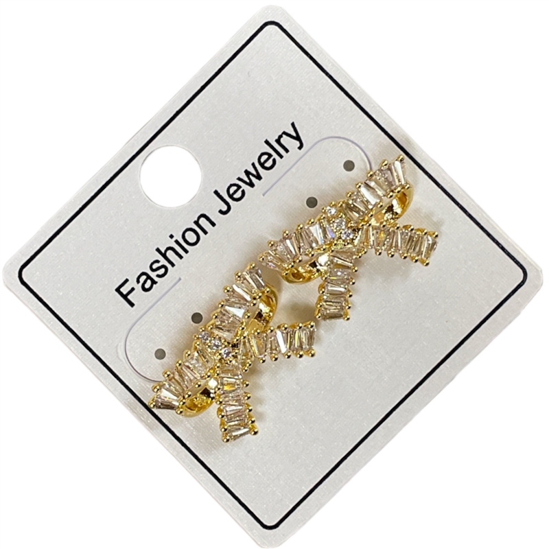 2956E   RHINESTONE BAGUETTE BOW EARRINGS