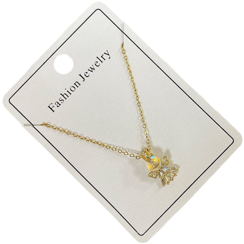 295AGL CRYSTAL STONE LITTLE ANGEL NECKLACE