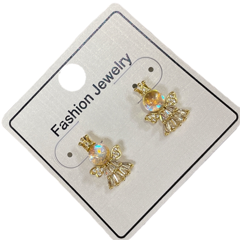 295AGS CRYSTAL STONE LITTLE ANGEL EARRINGS