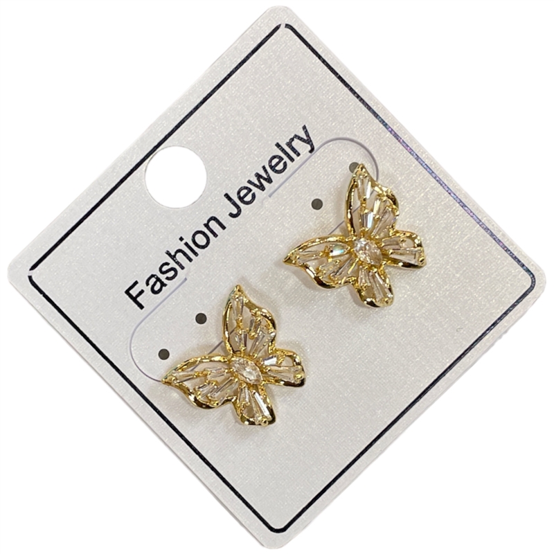 295BTT  RHINESTONES BUTTERFLY EARRINGS
