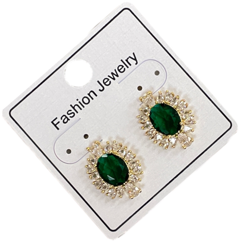 295EL  EMERALD GOLD EARRINGS