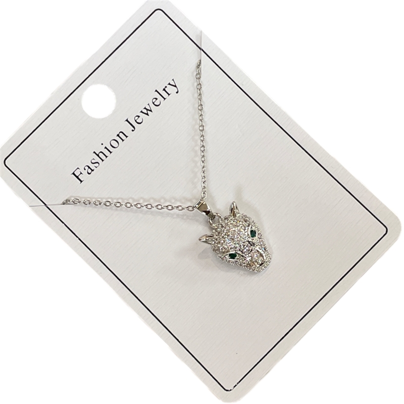 295HN  RHINESTONES PANTHER NECKLACE