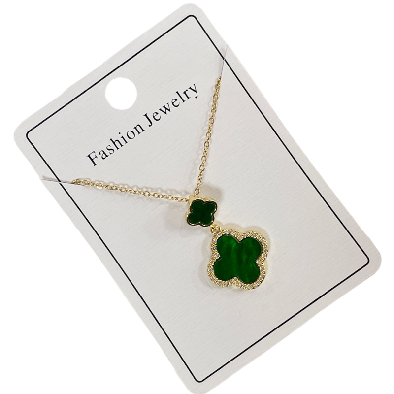 295ND GOLD GREEN  CLOVER NECKLACE