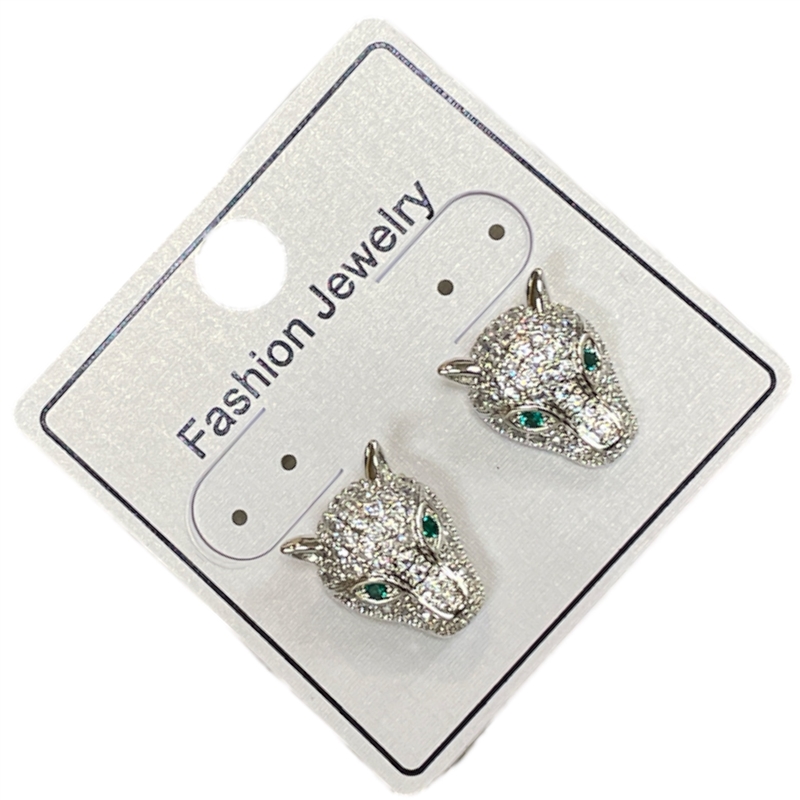 295PH RHINESTONES PANTHER EARRINGS