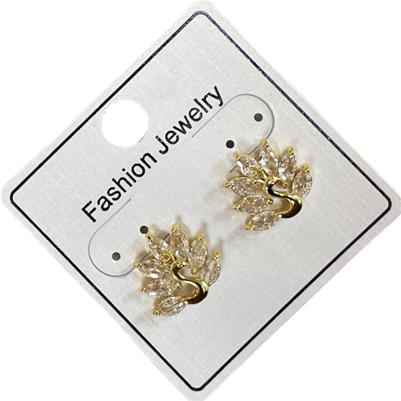 295PK   GOLD PEACOCK RHINESTONE EARRINGS