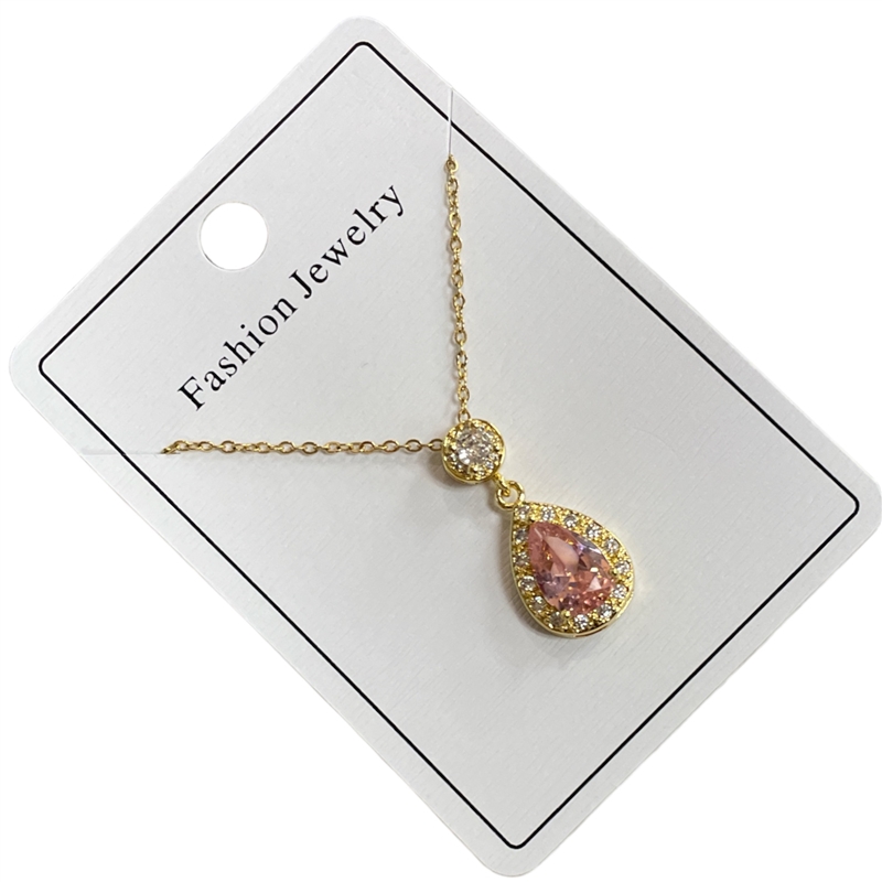 295PN  PINK GOLD TEARDROP NECKLACE