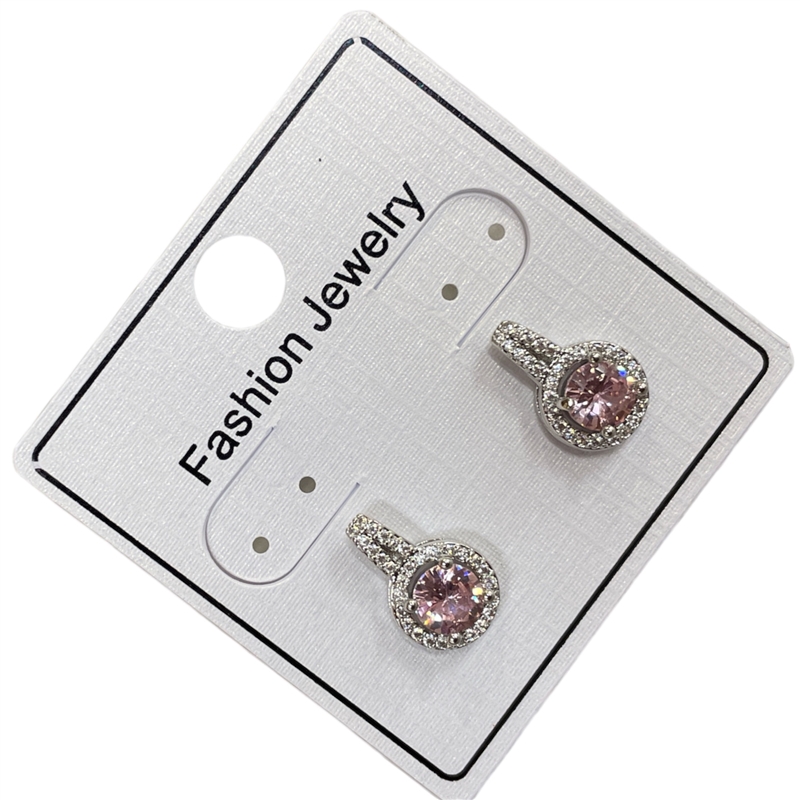 295SP  PINK SILVER CIRCLE EARRINGS