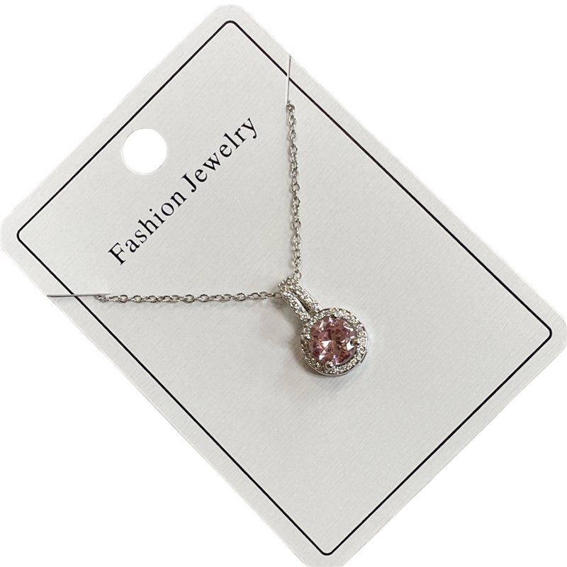 295SPN  PINK SILVER CIRCLE NECKLACE