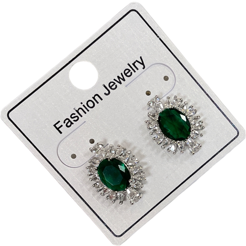 295SV  EMERALD SILVER EARRINGS