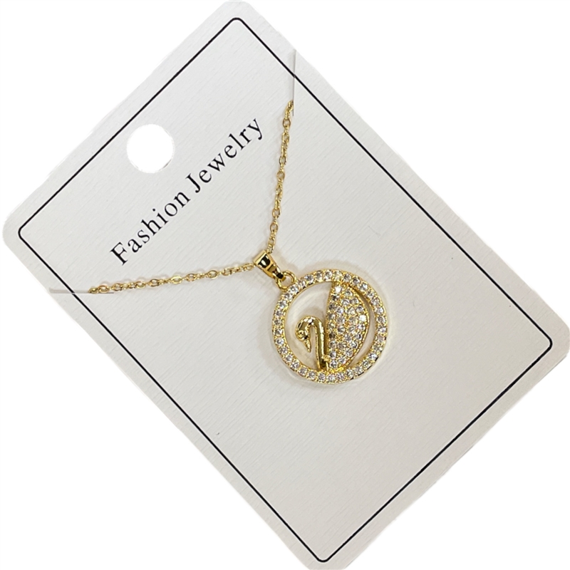295WN  CIRCLE SWAN IN CENTER NECKLACE
