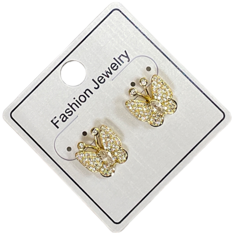 295YB  RHINESTONES BUTTERFLY EARRINGS