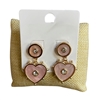 2YME1105 GOLD COLORFUL HEART POST DANGLE EARRINGS