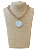 2YMN2109 GOLD LARGE MOTHER OF PEARL CIRCLE NECKLACE
