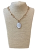 2YMN2110 MATTE GOLD MOTHER OF PEARL OVAL NECKLACE