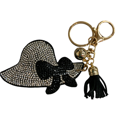 304SLV  SILVER RHINESTONE HAT KEYCHAIN