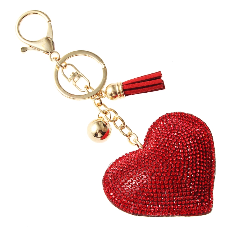 31050V RED RHINESTONE HEART KEYCHAIN