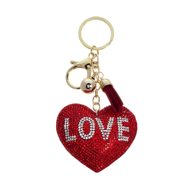 31196 RHINESTONE HEART "LOVE"  KEYCHAIN