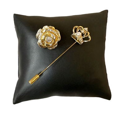 31243S SMALL  GOLD ROSE &CROWN SET OF 2 BROOCH