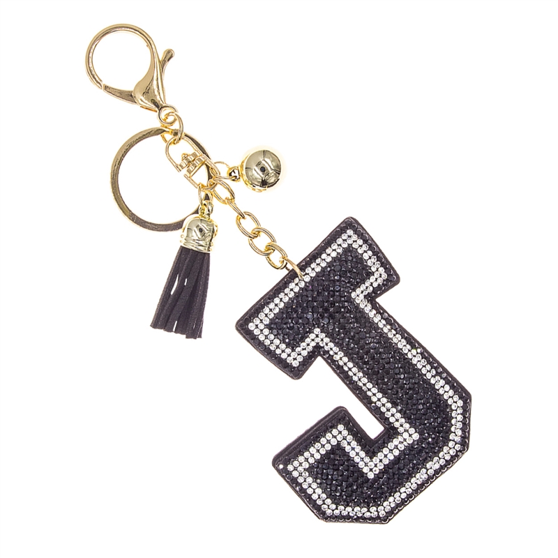 "J" RHINESTONE KEYCHAIN