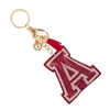 31351A  ''A'' BURGUNDY RHINESTONE KEYCHAIN