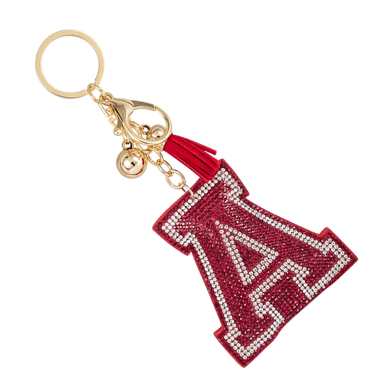 31351A  ''A'' BURGUNDY RHINESTONE KEYCHAIN