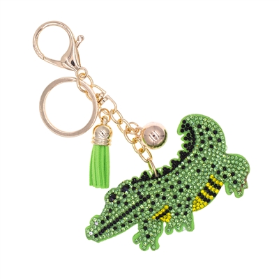 31486 GREEN RHINESTONE CROCODILE KEY CHAIN