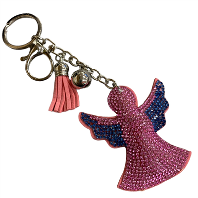 314PKB  PINK BLUE ANGEL RHINESTONE KEYCHAIN