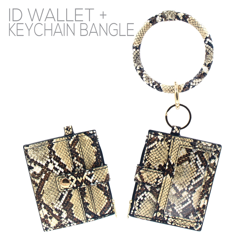 31511LCT BROWN SNAKE SKIN SMALL ID WALLET KEY RING