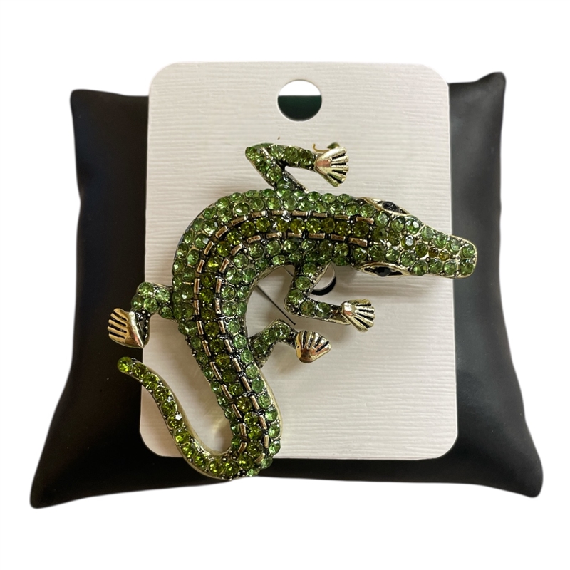 31581  GREEN  ALLIGATOR  PIN BROOCH
