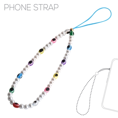 31602 EVIL EYE COLORFUL PEARL BEADED PHONE STRAP