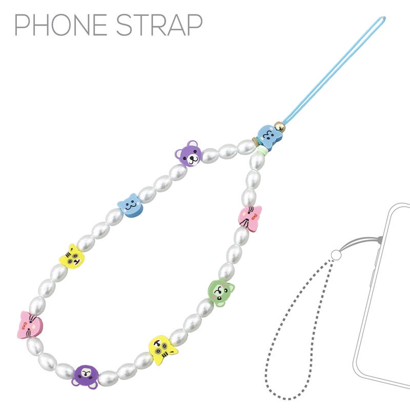 31604 CAT MULTI PEARL PHONE STRAP