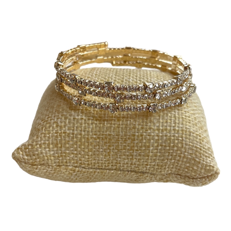 3253GD  GOLD 3 LINES  MEMORY WIRE WRAP AROUND BRACELET