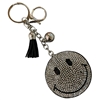 350BF  BLACK SILVER  SMILE FACE RHINESTONE KEYCHAIN