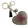 353HR  HEART PINK RIBBON IN CENTER RHINESTONE KEYCHAIN