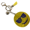 361BYW BLUE YELLOW HAPPY FACE RHINESTONE KEYCHAIN