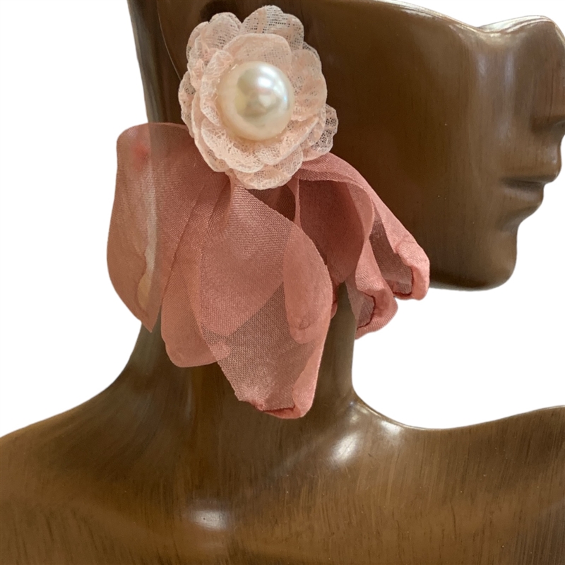 370BHF BLUSH LACE FLOWER EARRINGS