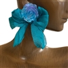 370BL TEAL BLUE FABRIC EARRINGS