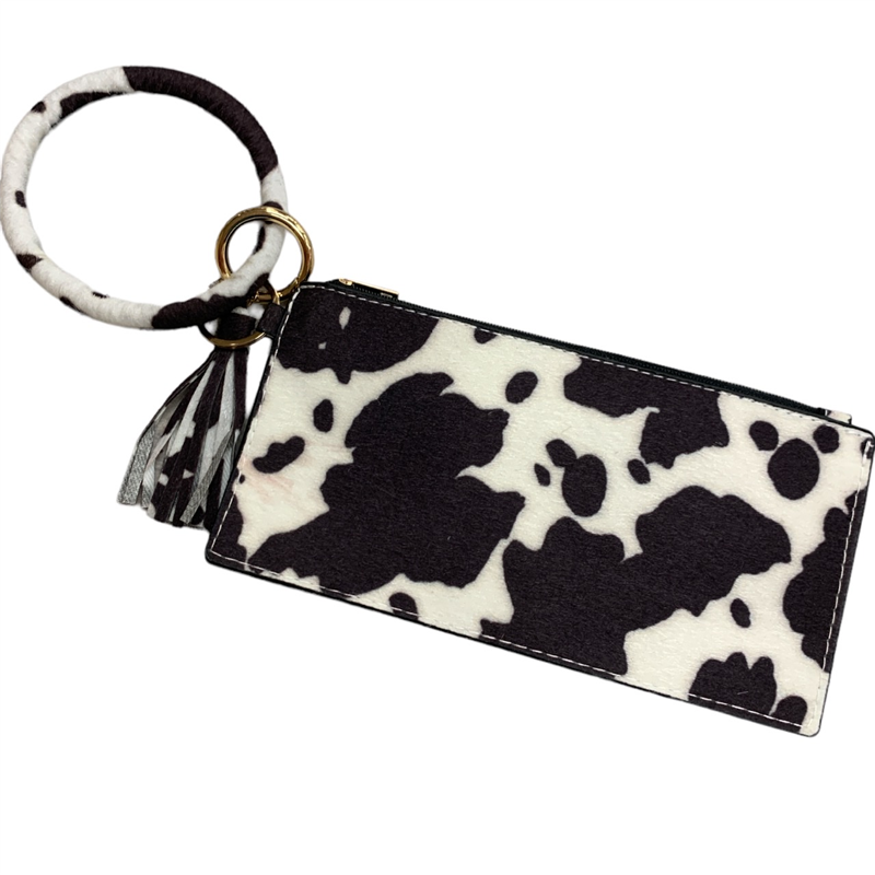 401BKW BLACK AND WHITE  COW PRINT WRISTLET