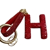 415H  ''H'' RED RHINESTONE KEYCHAIN